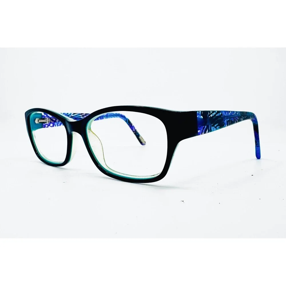 XOXO Eyeglasses Womens Black Blue Fave Rectangular 52-16-135